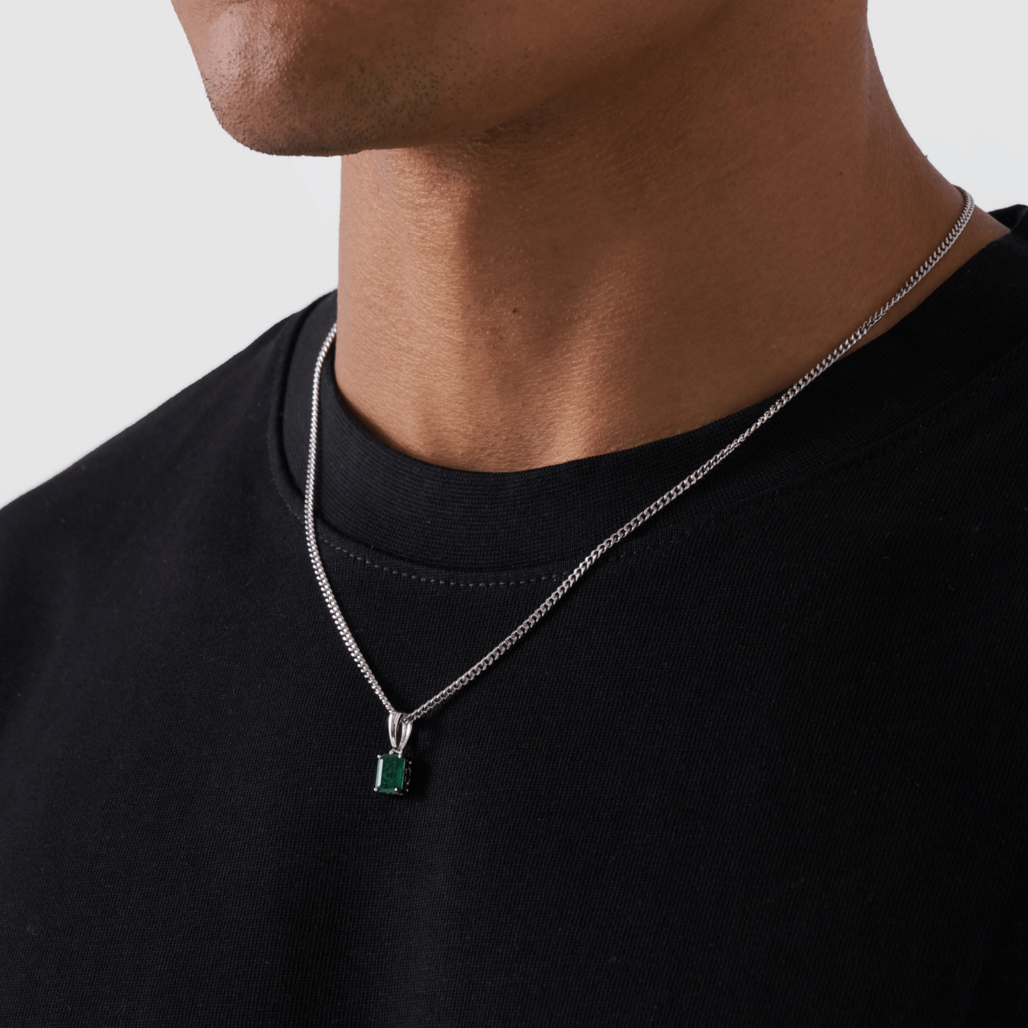 Emerald Stone Pendant (Silver)