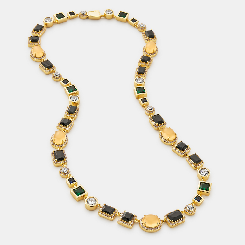 Onyx Gemstone Necklace (Gold)