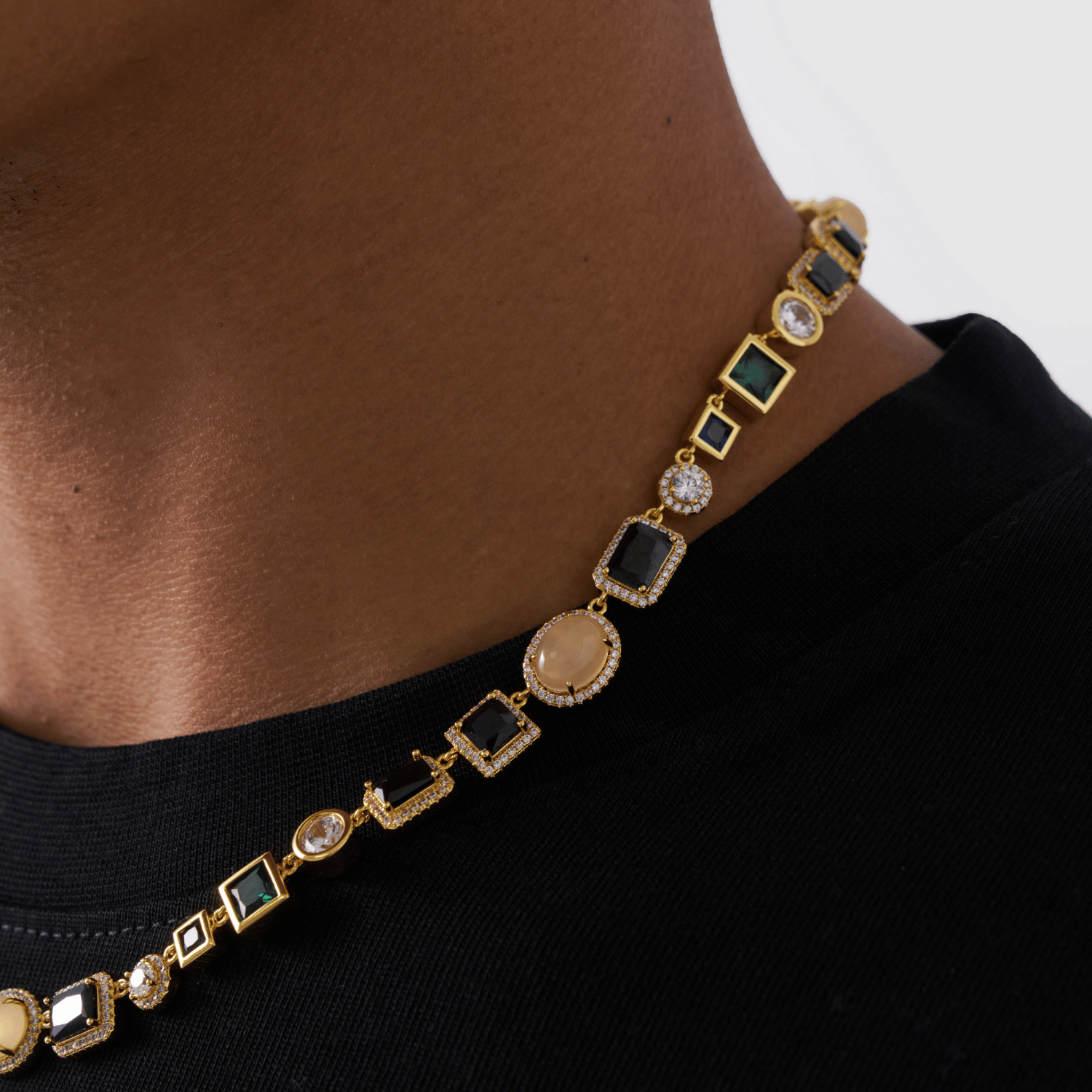 Onyx Gemstone Necklace (Gold)