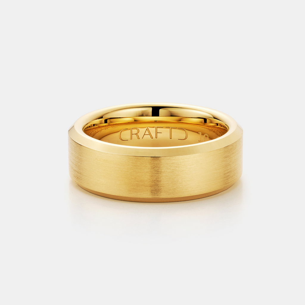 Bevelled Ring (Gold) 8mm | 18ct Gold Tungsten