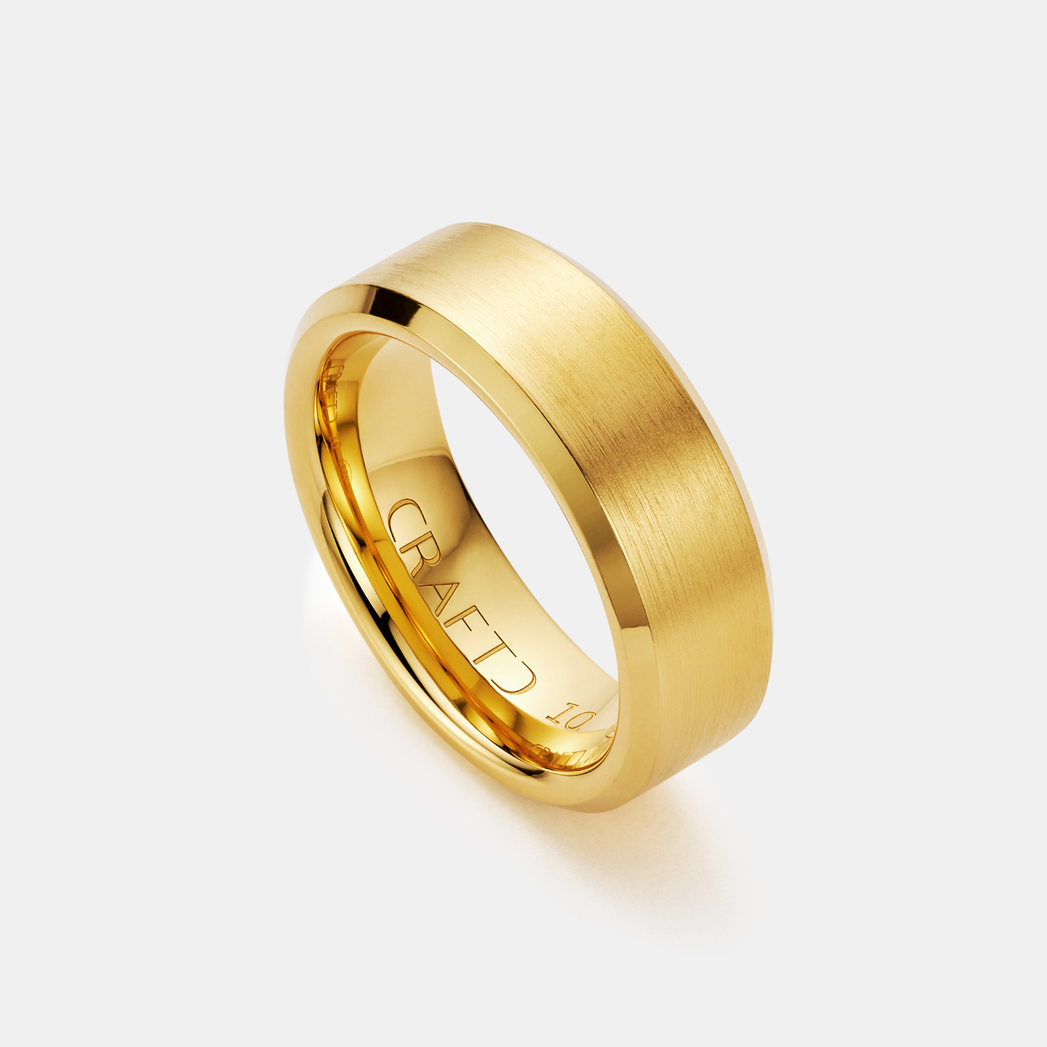 Bevelled Ring (Gold) 8mm | 18ct Gold Tungsten