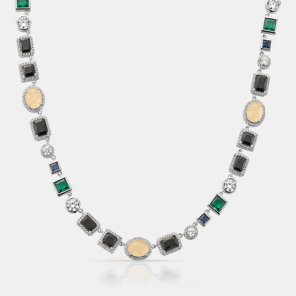 Onyx Gemstone Necklace (Silver)