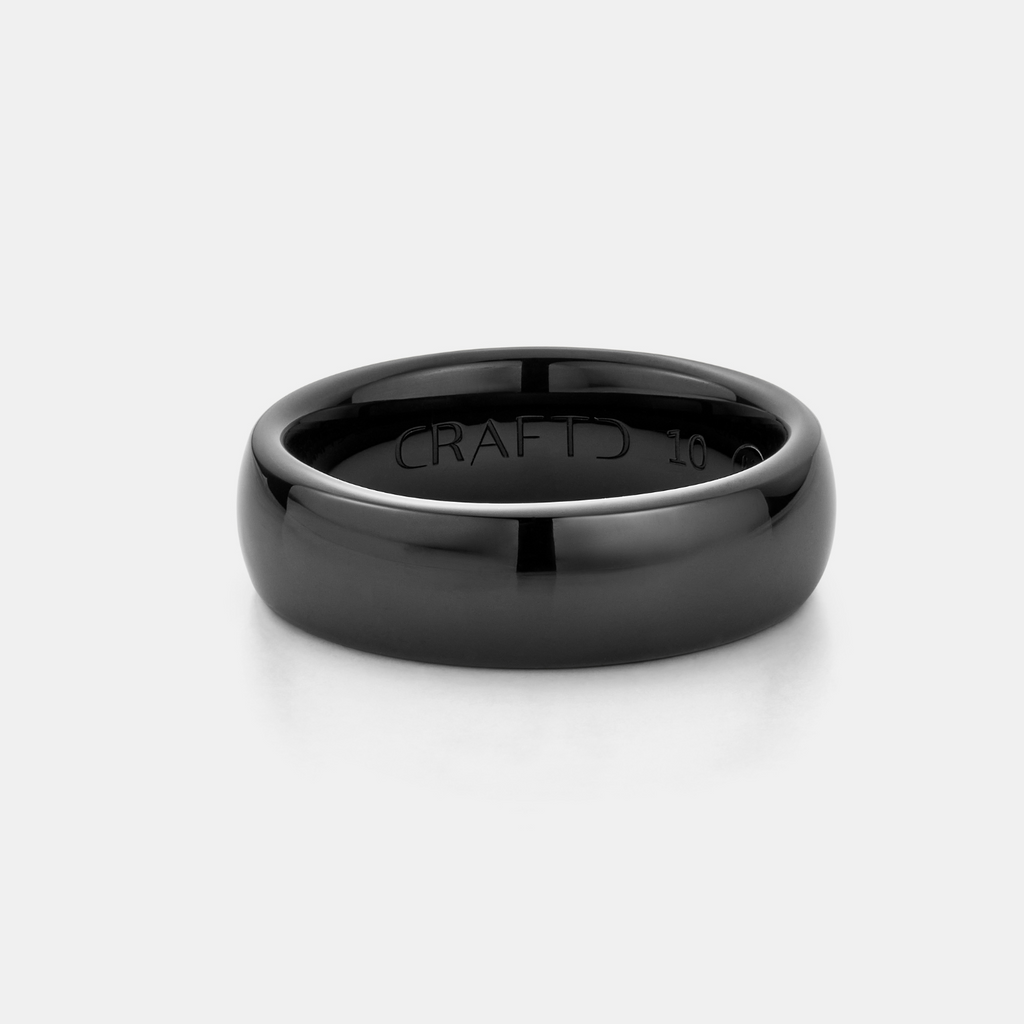 Rounded Ring (Black) 7mm | Sterling Silver
